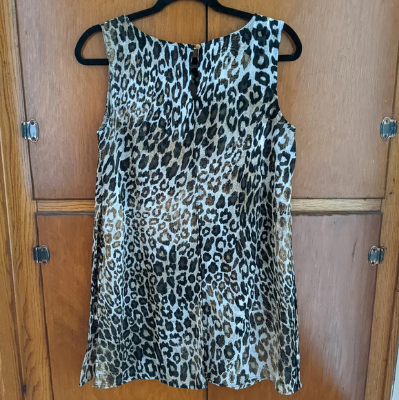 Roz & Ali Leopard Print Lined Flowy Layered Tunic Top Sleeveless Women's Small - Picture 6 of 9
